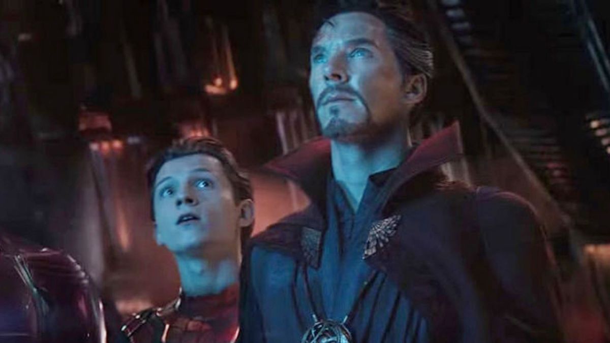 photo of tom holland as spidermam and benedict cumberbatch as doctor strange